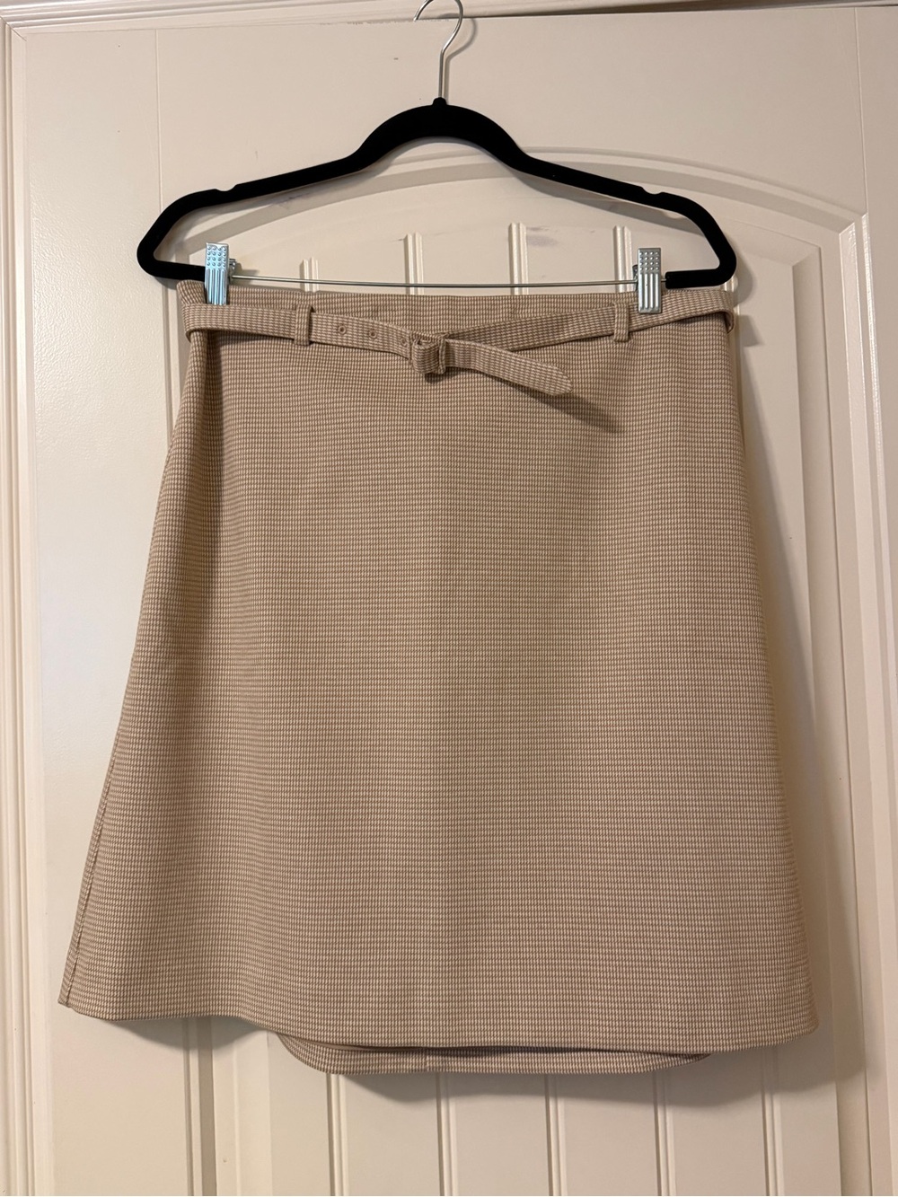 Ann Taylor Neutral Beige A-Line Skirt with Self Tie Belt